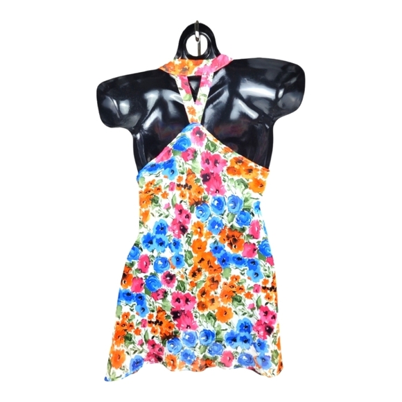 POETRY Flowy Spring Floral  Print Hi-Lo Racerback Front Ruffle Top - Picture 3 of 11
